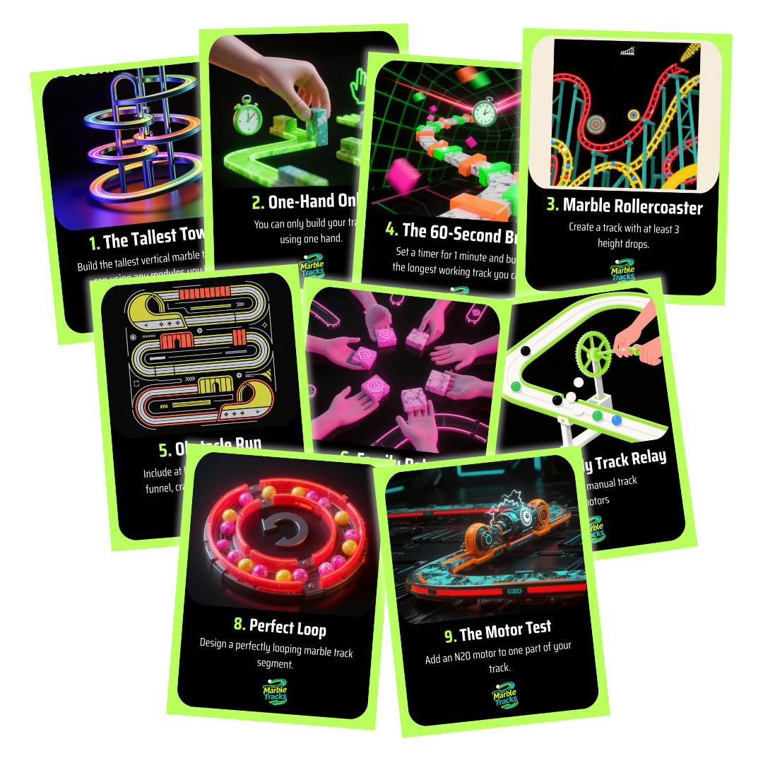 10 Challenge Cards – Marble Games